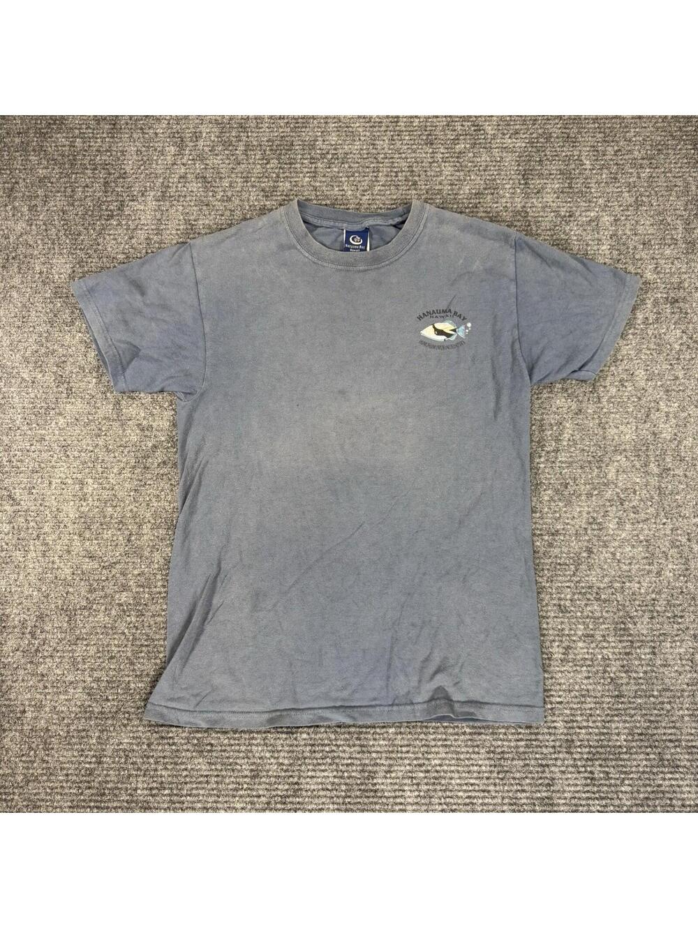Vintage Hawaii Hanauma Bay T-Shirt Size Small Gray Blue Humuhumunukunukuapua’a